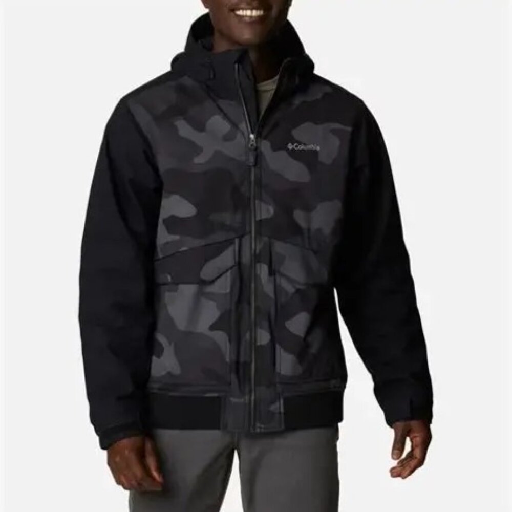 NWT Columbia M's Loma Vista Hooded Jacket- Black Camo